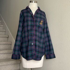 Lauren RL Sz M 100% Cotton Flannel Pajama Top ONLY